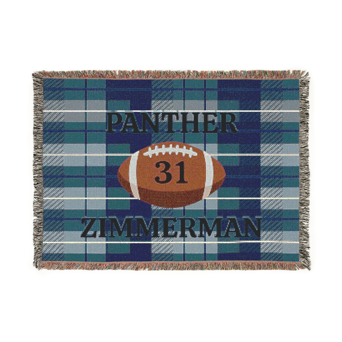 Personalized Football Woven Blanket β Royal/Blue