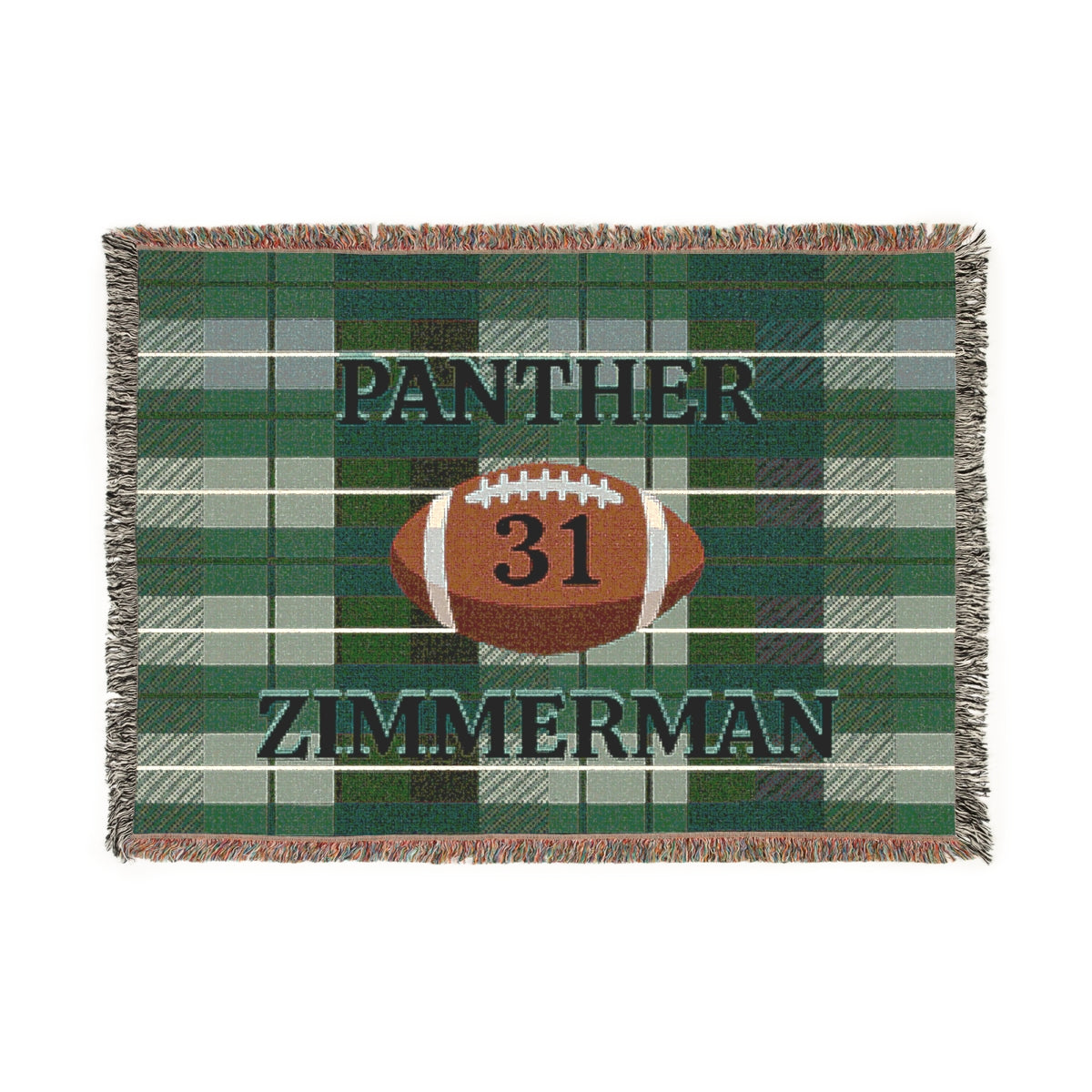 Personalized Football Woven Blanket β Green