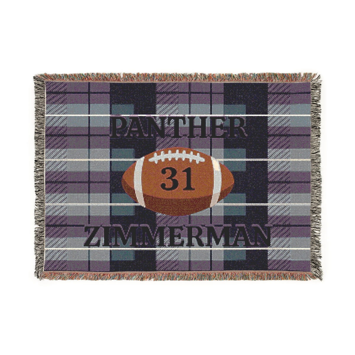 Personalized Football Woven Blanket - Purple