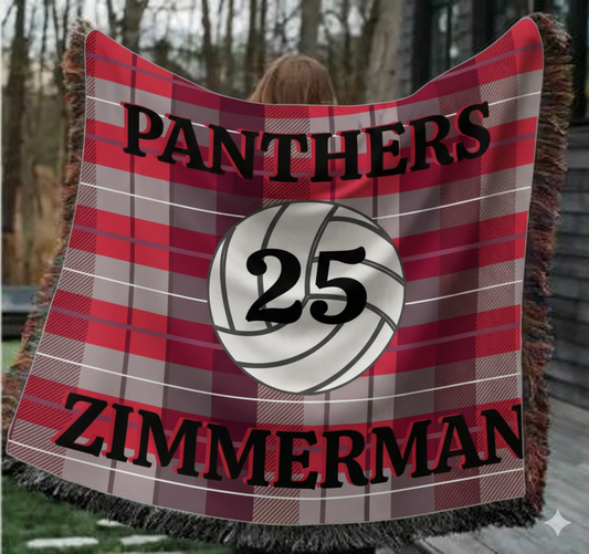 Personalized Volleyball Woven Blanket