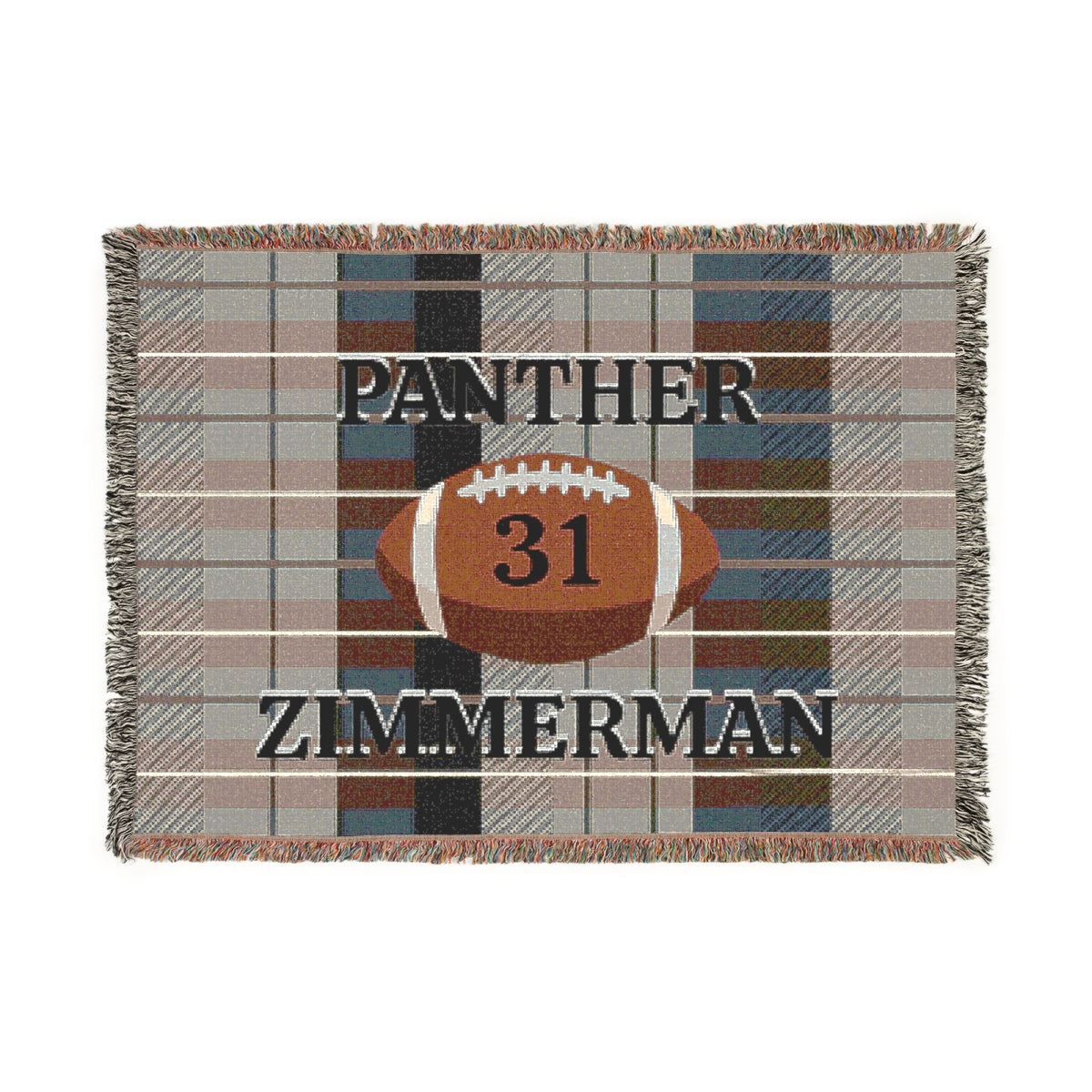 Personalized Football Woven Blanket – Gray/Silver