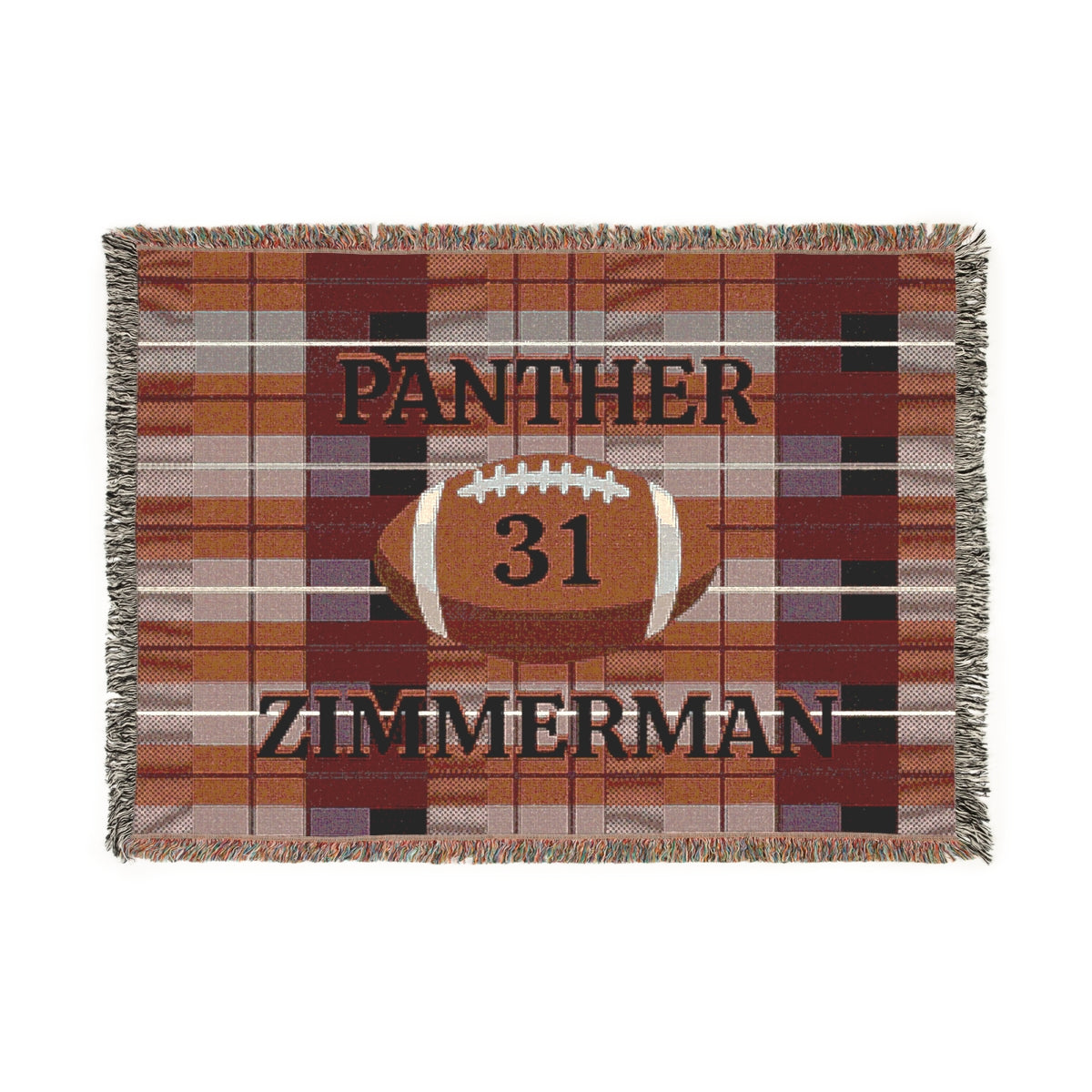 Personalized Football Woven Blanket – Dark Orange