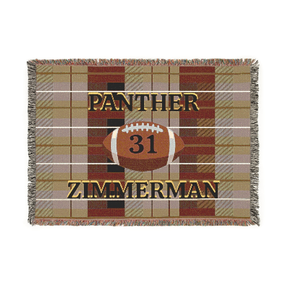 Personalized Football Woven Blanket – Gold