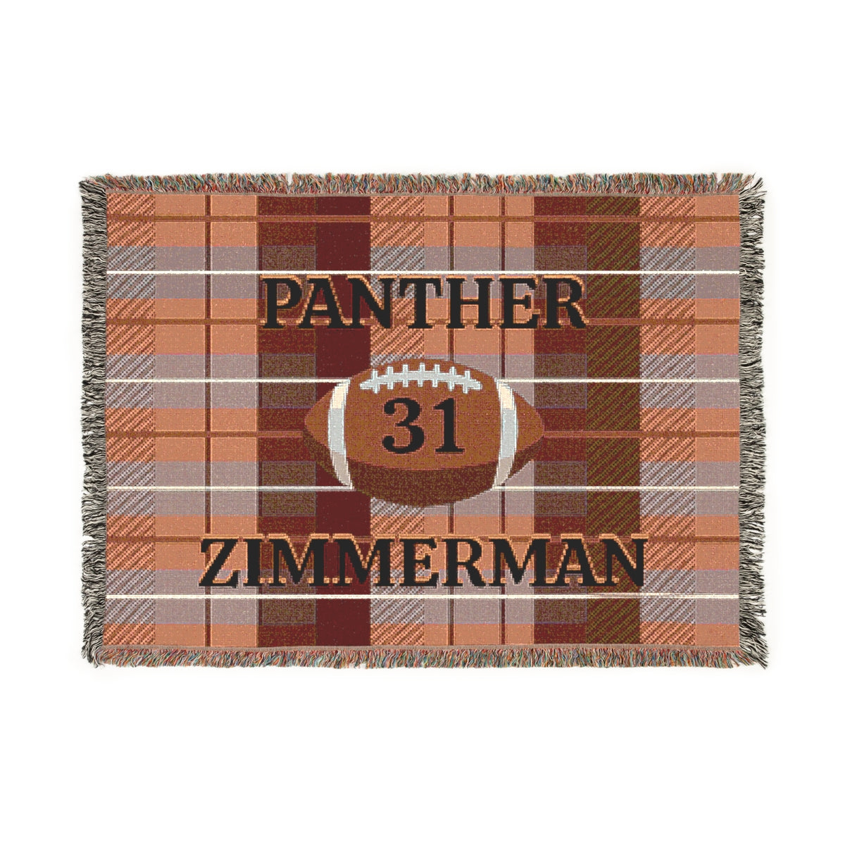 Personalized Football Woven Blanket – Orange