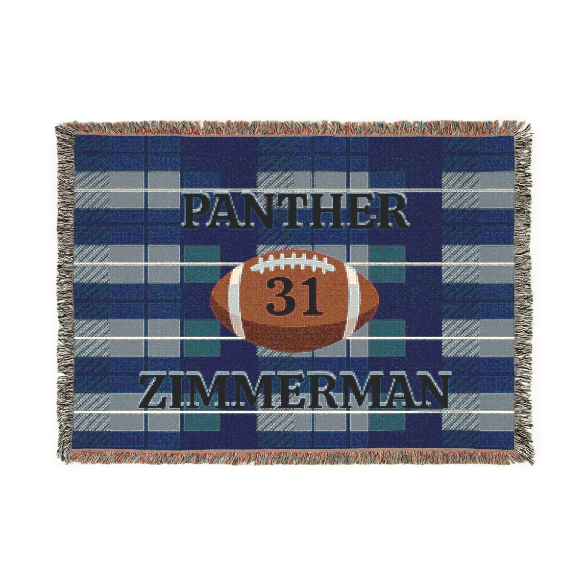 Personalized Football Woven Blanket – Navy