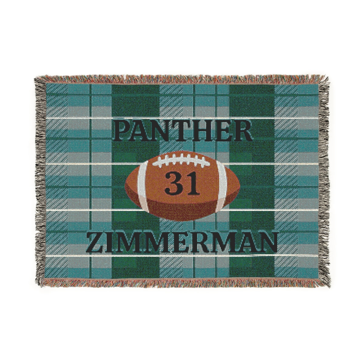 Personalized Football Woven Blanket – Teal